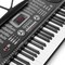 Hamzer 61 Key Digital Keyboard Piano with Stand & Bench, Beginner Electric Piano Keyboard Kit with Speakers, Headphones, Microphone, Keynote Stickers